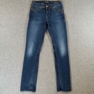 Silver Jeans Co. Jeans Womens 28 Suki Mid Straight Blue Fluid Denim Dark Wash